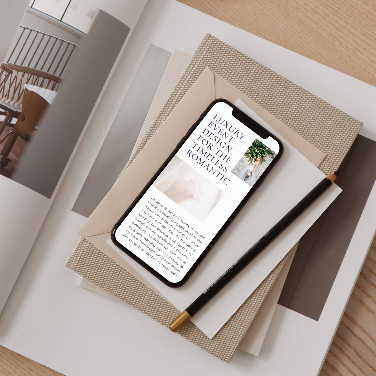 website copy for wedding planner website on phone