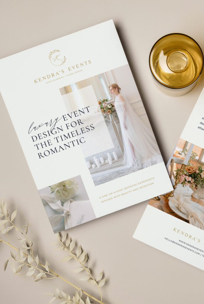 new rack design for Kendra's Events wedding planner rebrand