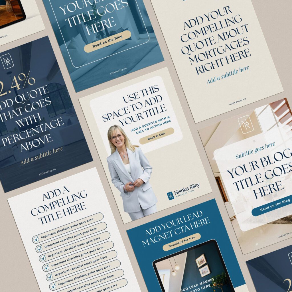 Canva templates for Instagram and Pinterest with Nishka Riley's new logo and brand guidelines