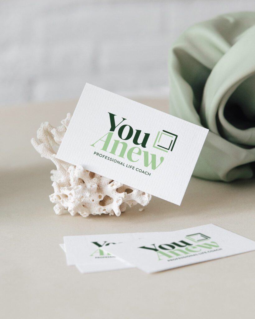 branding and logo design on business card for life coach YouAnew