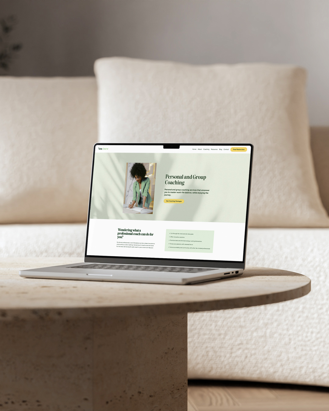 branding and logo design on website for life coach YouAnew