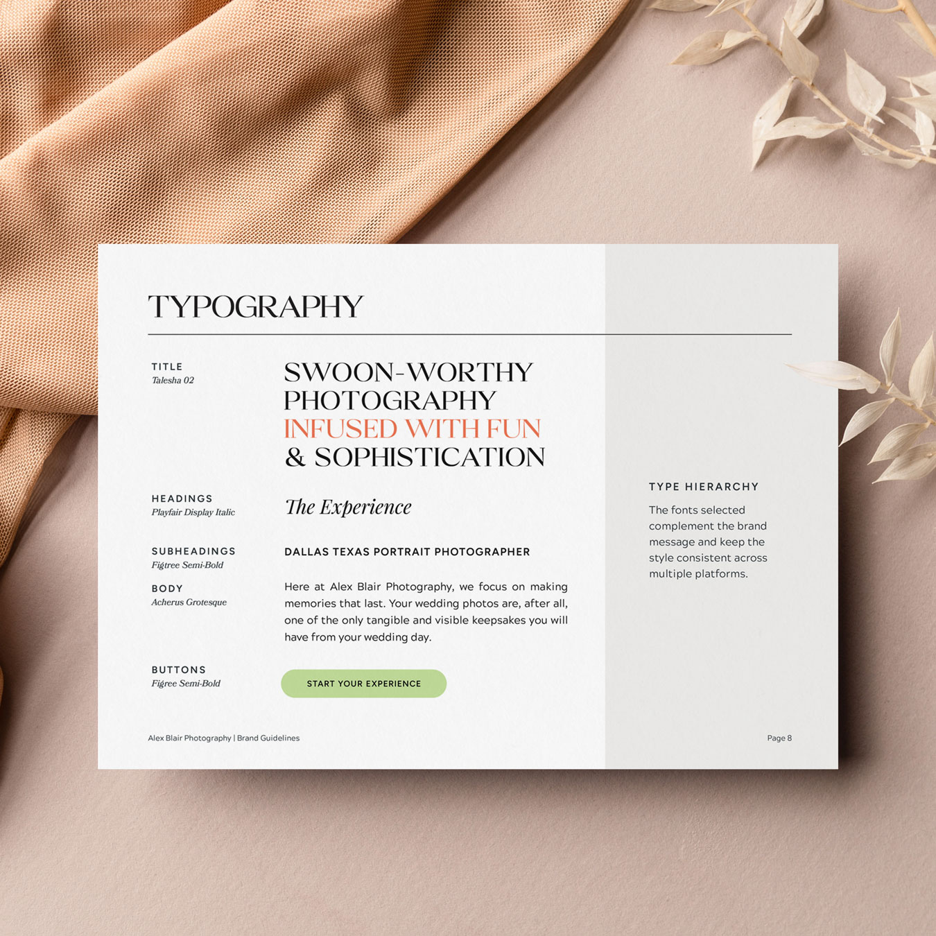 Typography guidelines for photography brand