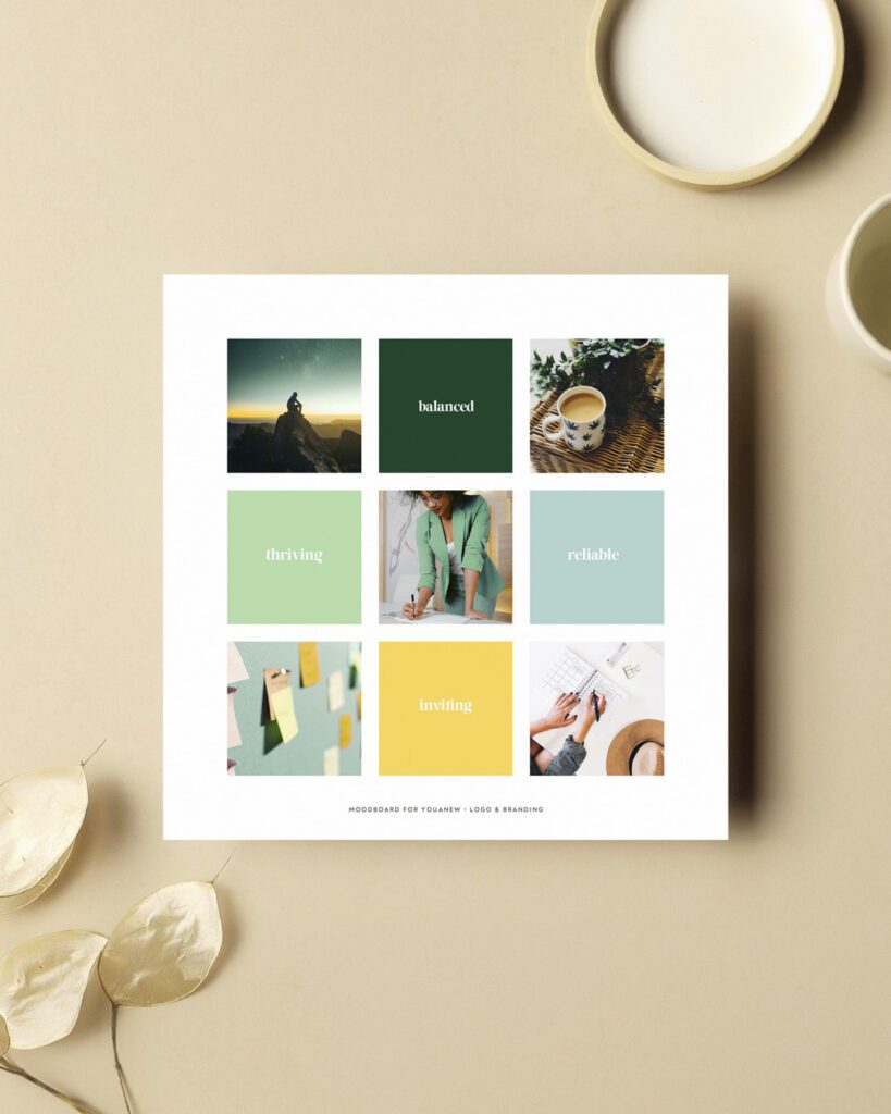 moodboard and creative direction for life coaching branding design