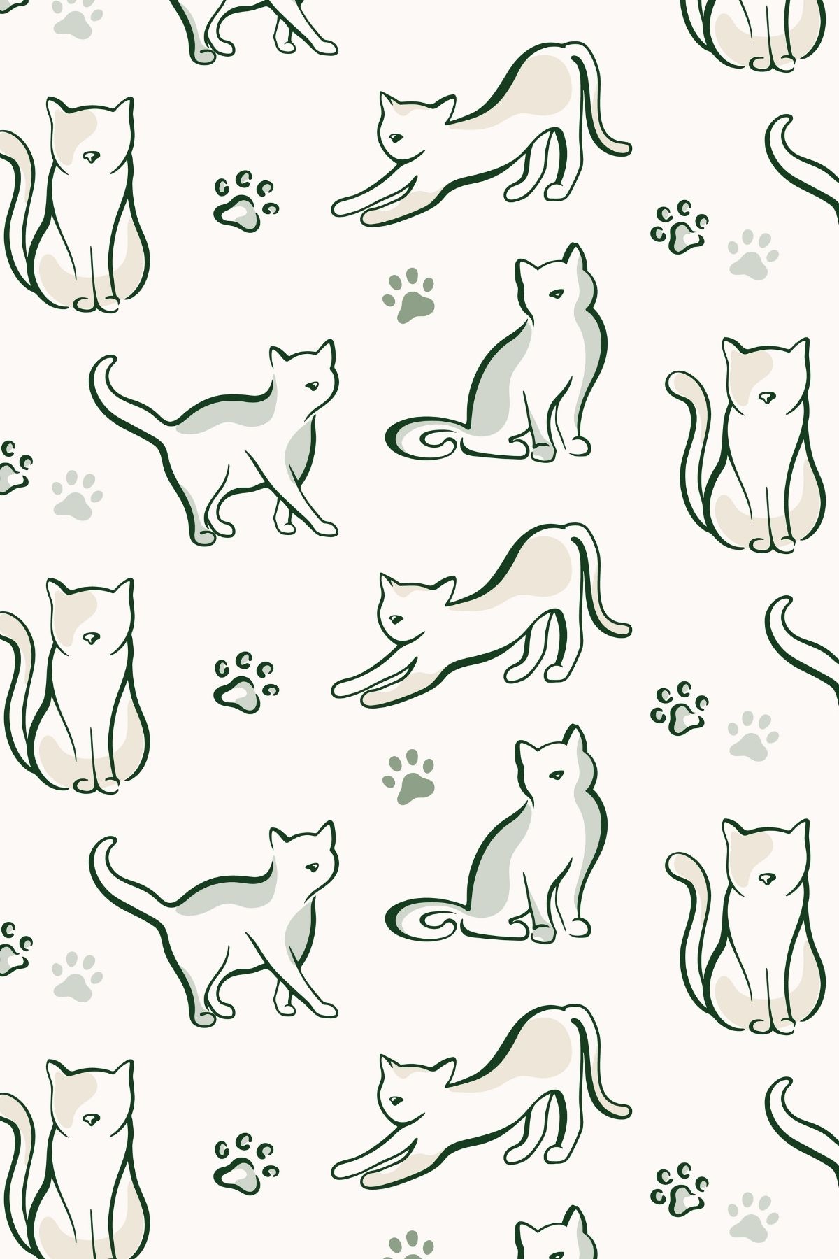 cat illustrations in a brand pattern