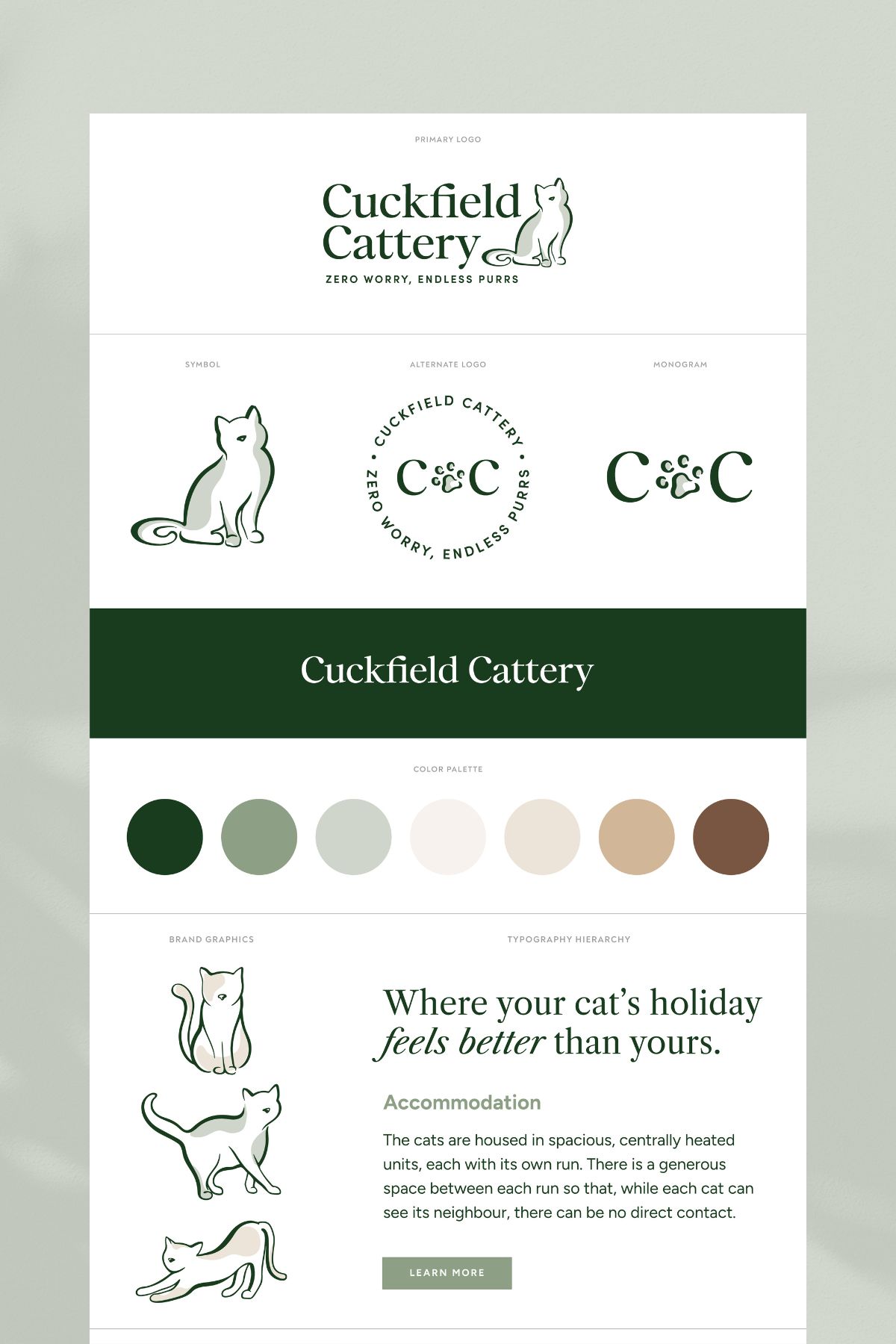 cattery logo design brand board