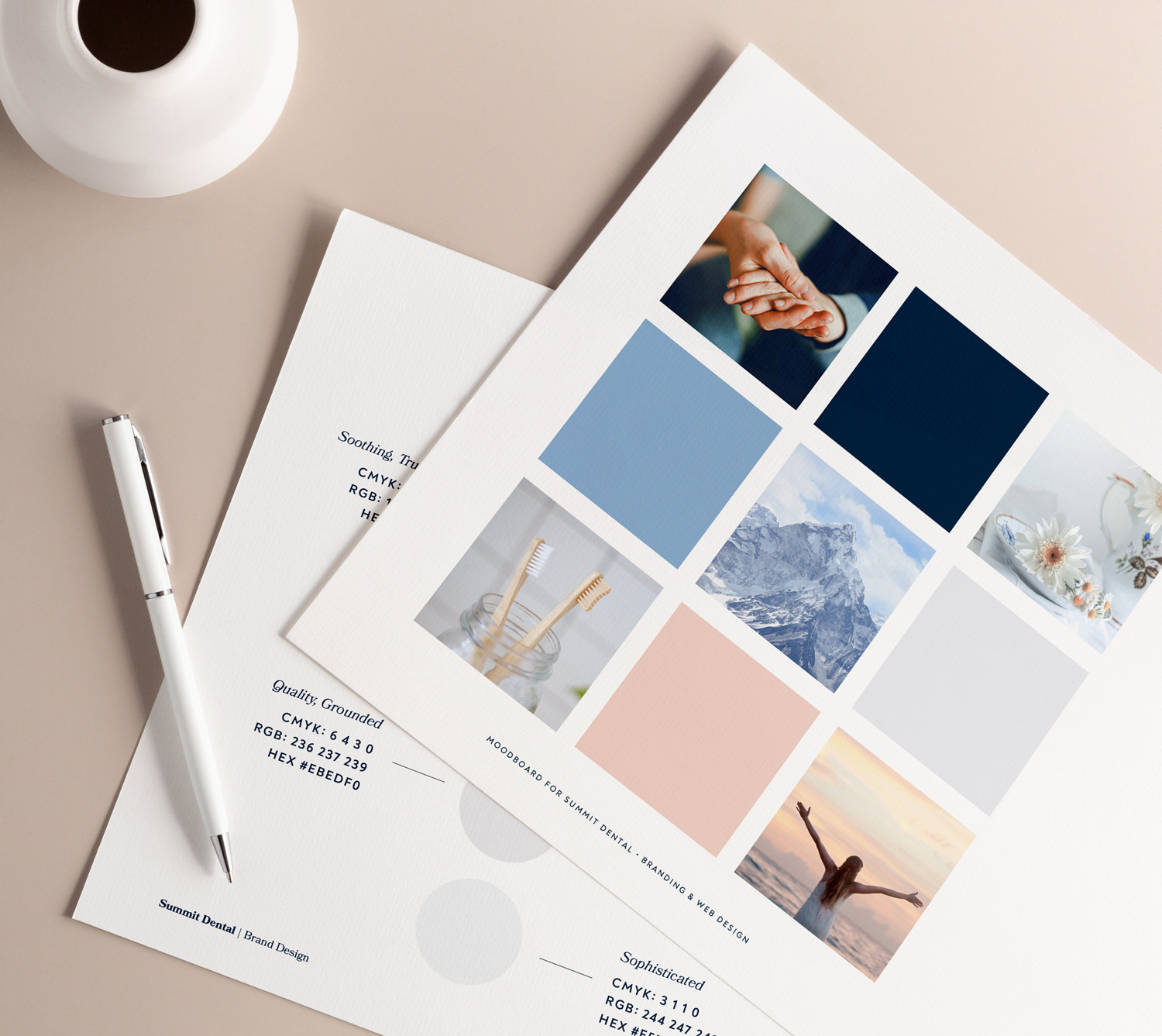 moodboard with color palette and brand style guidelines