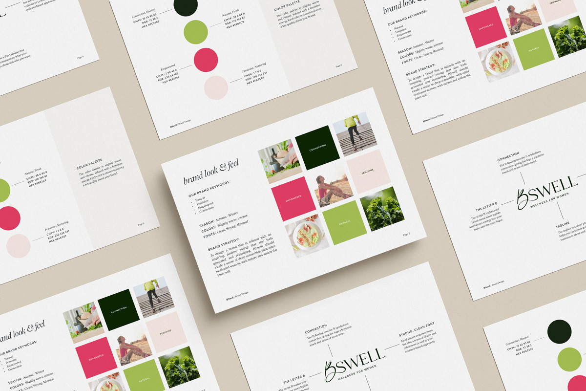 moodboard and personal branding guidelines for BSwell wellness coach