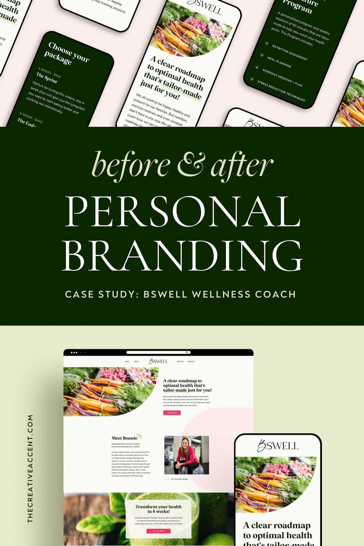 before and after personal branding case study for bswell