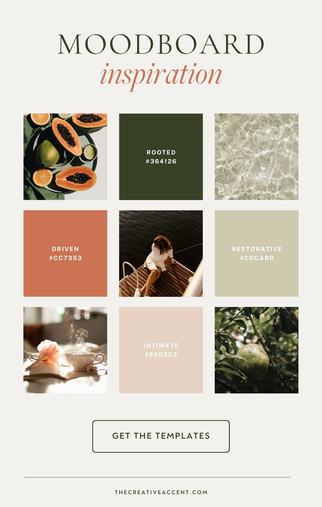Mood board inspiration and link to get the Canva templates