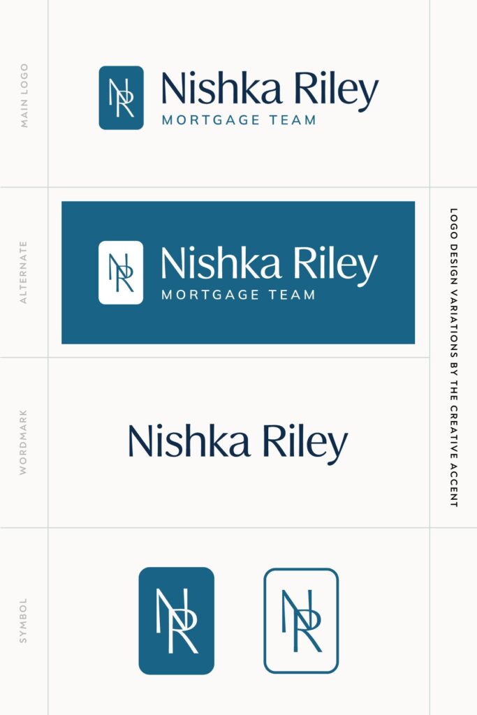 Nishka Riley mortgage broker logo designs in 4 variations