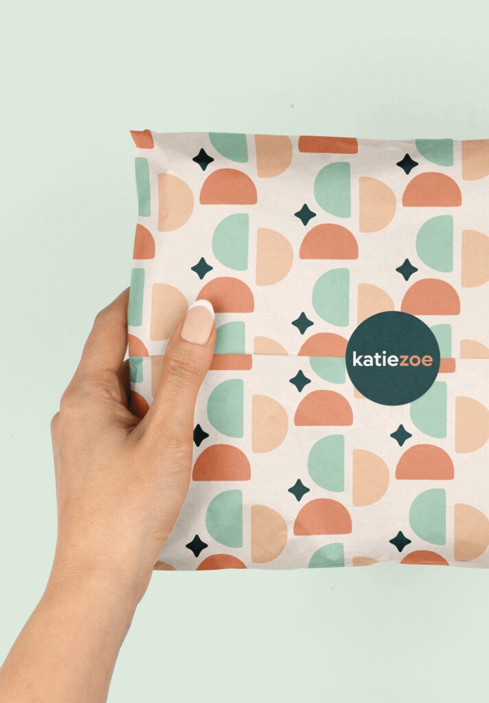 packaging design with custom brand pattern