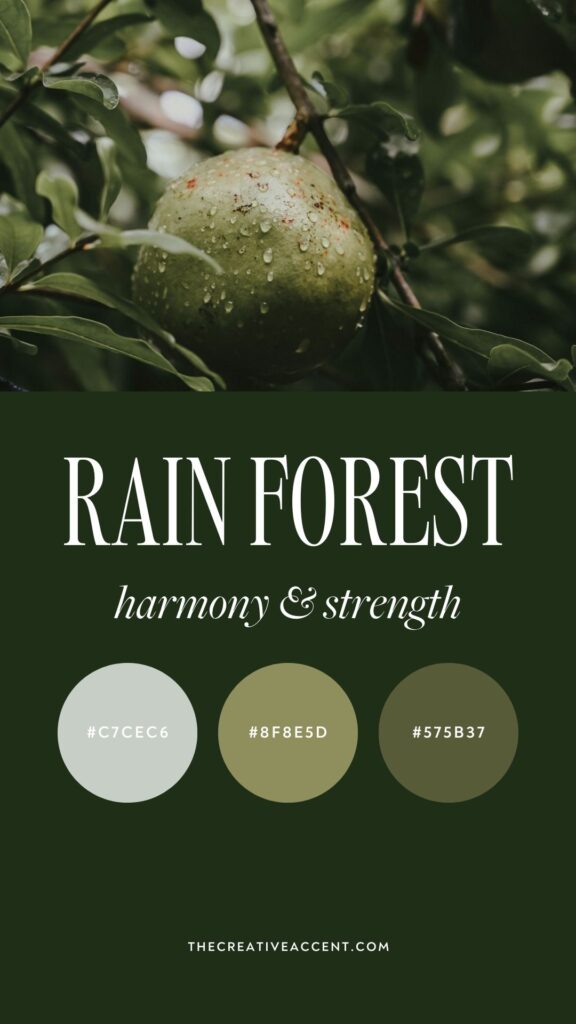 dark and moody green color palette that represents harmony and strength