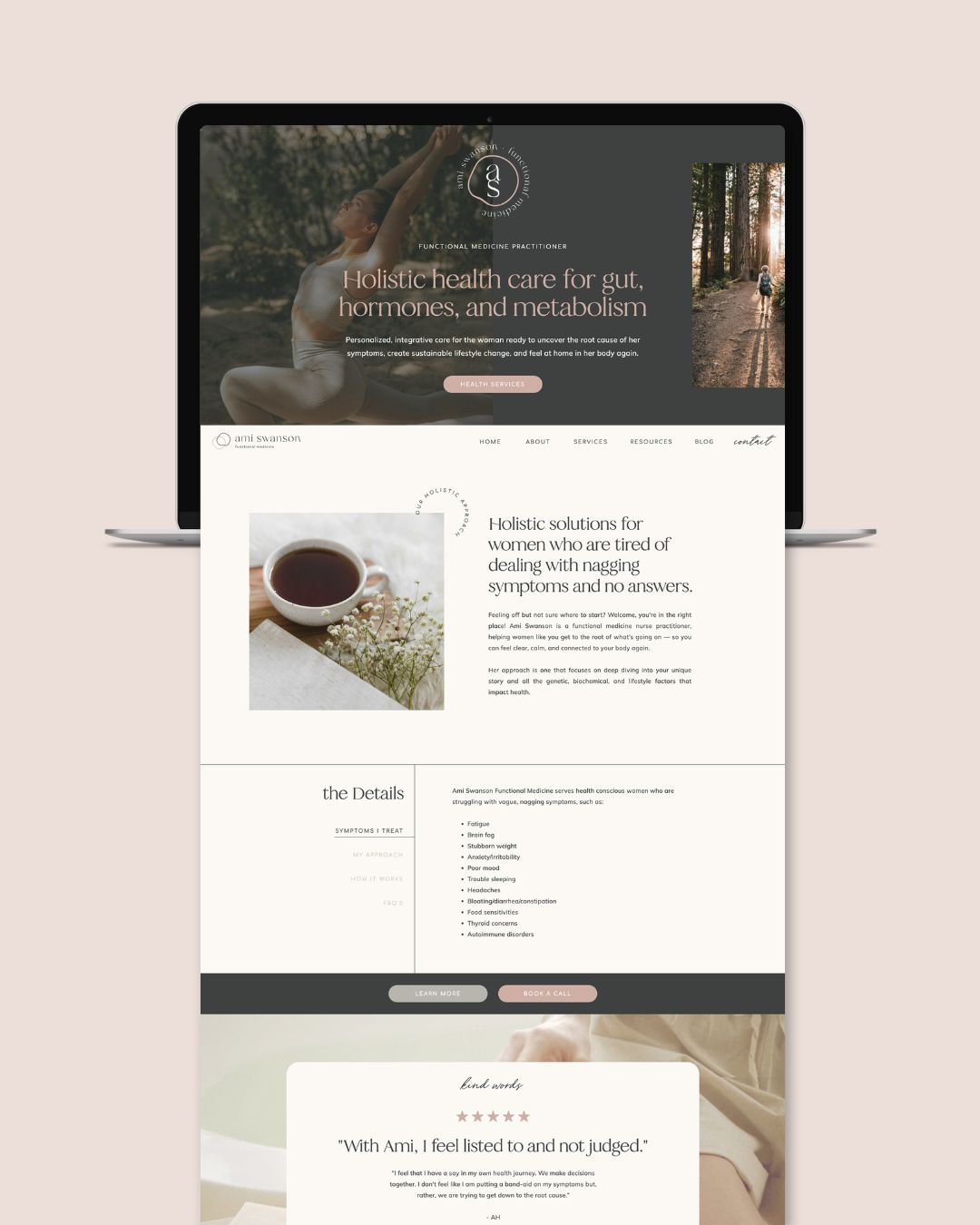showit website template customized for Ami Swanson functional medicine