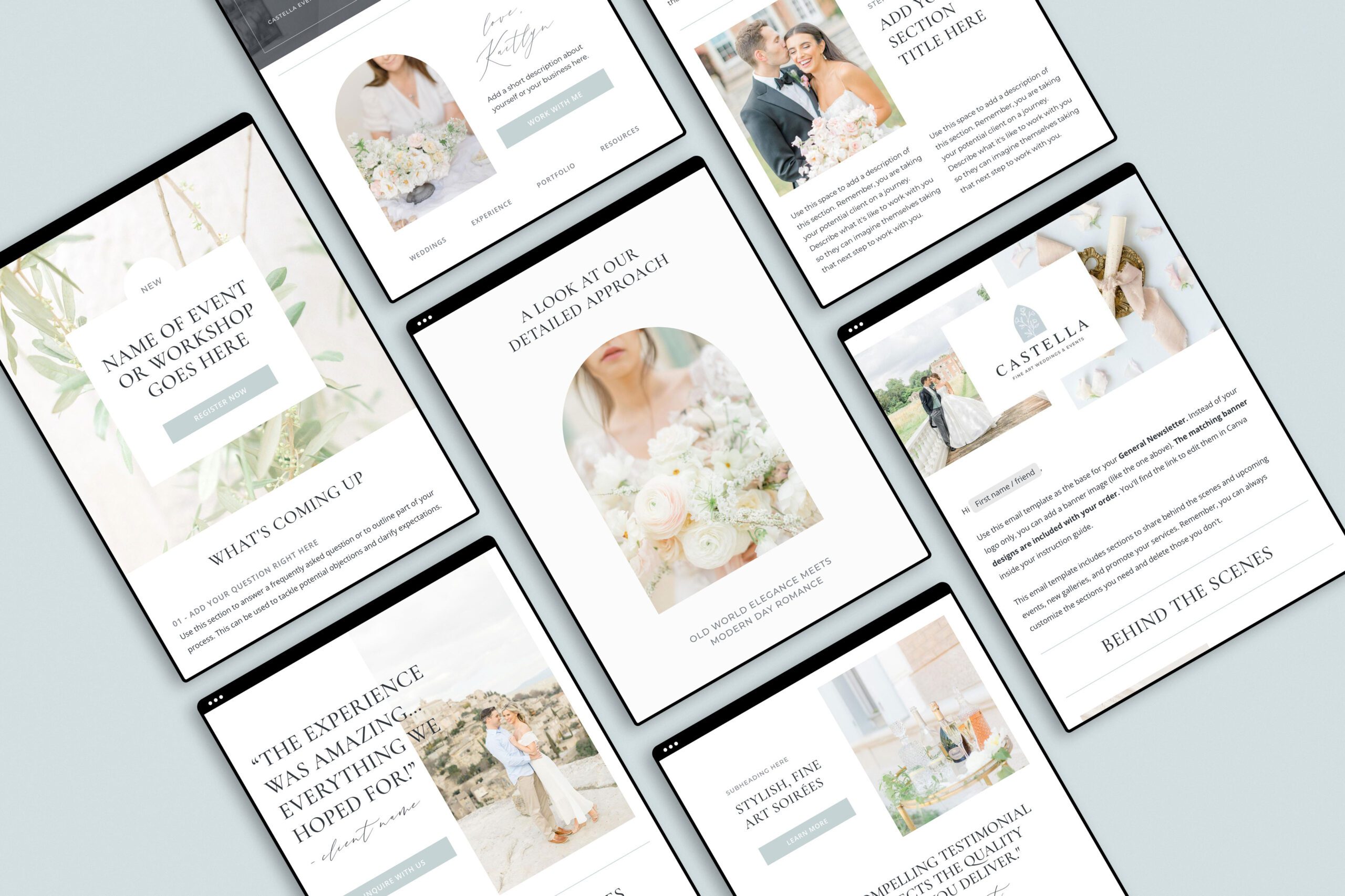Flodesk email marketing templates for wedding professionals