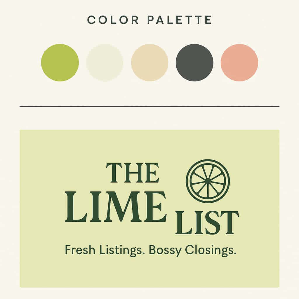 AI-generated logo design and mood board for The Lime List Group