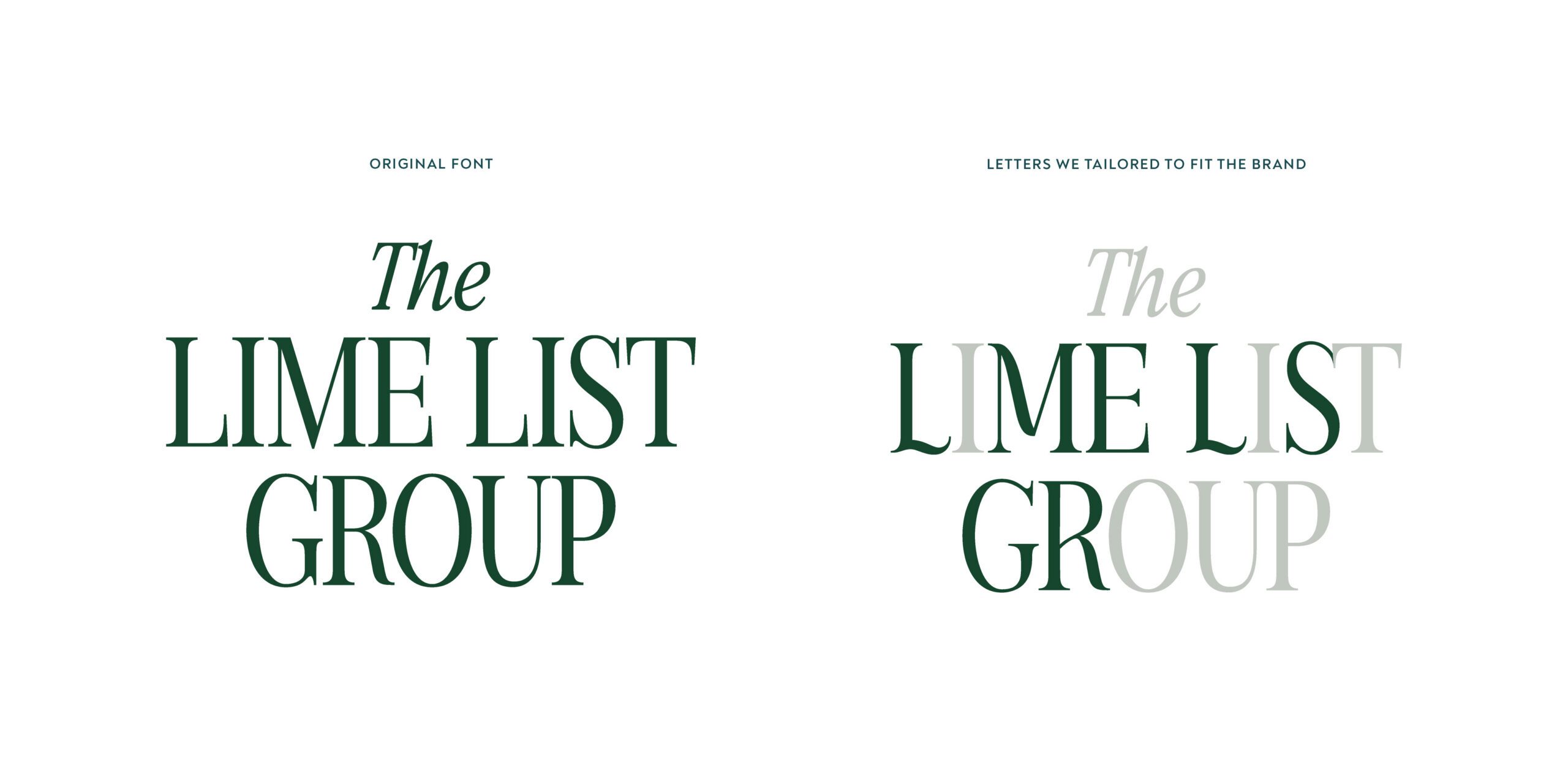 The font versus the logo design and letters we tailored to fit the brand