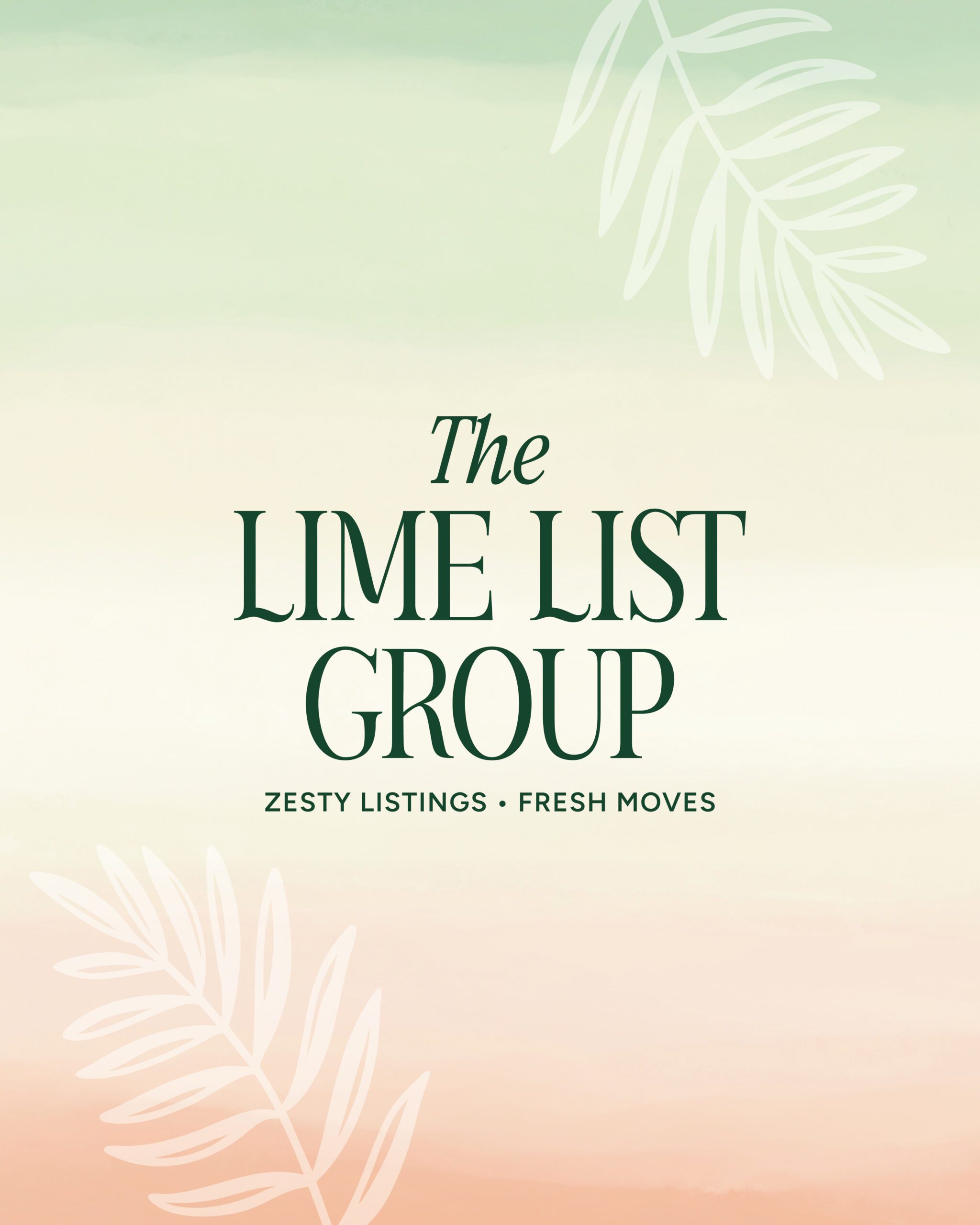 The Lime List Group logo design on gradient background of peach and lime green