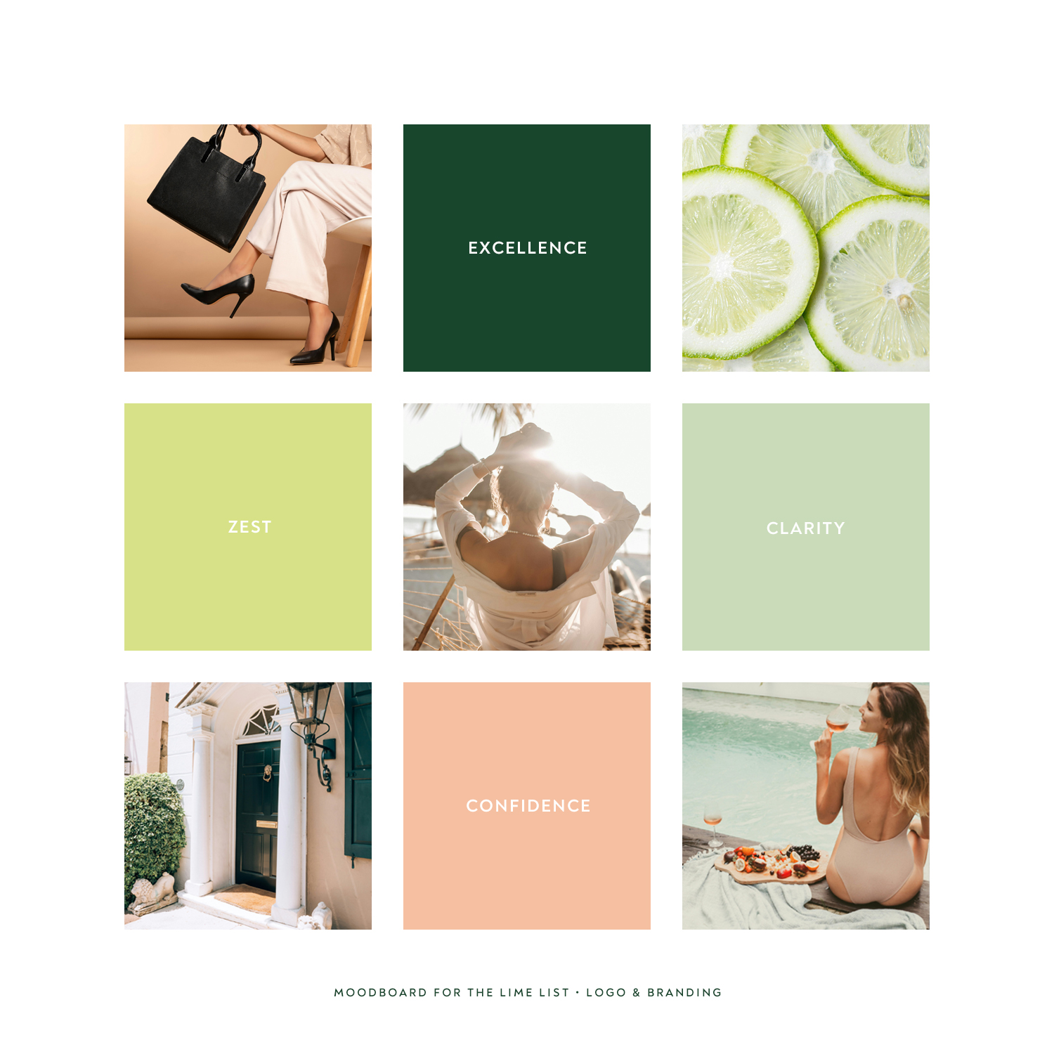 moodboard and colors for The Lime List Group